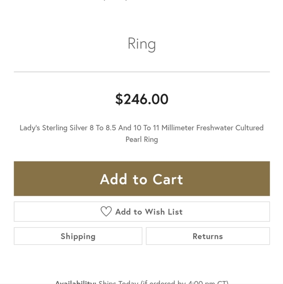 Sterling Silver 8-8.5 And 10-11 mm Freshwater Cultured Pearl ring new. Size 7 - Picture 4 of 6